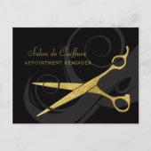 Elegante Black Curls Imitats Gold Scheren Ernennun Postkarte (Vorderseite)