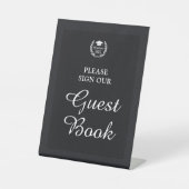 Elegante Black Custom Guest Book Graduation Party Sockelschild (Vorderseite)