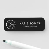 Elegante Black Custom Logo Employee ID Namensschild (Beispiel)