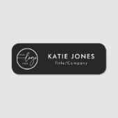 Elegante Black Custom Logo Employee ID Namensschild (Vorderseite)
