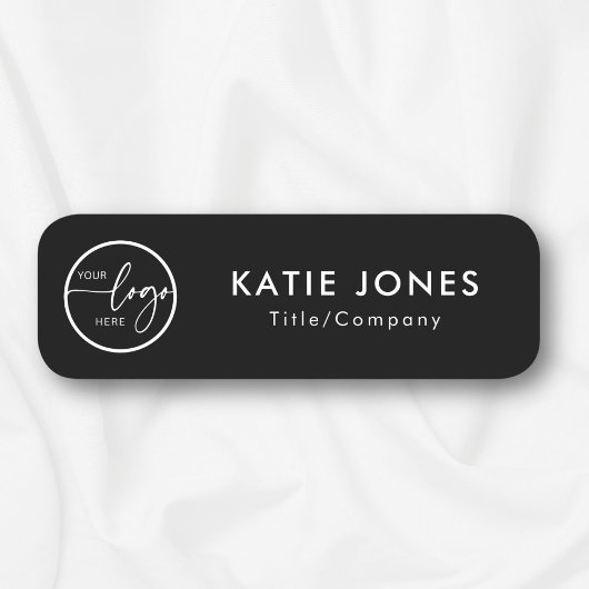 Elegante Black Custom Logo Employee ID Namensschild