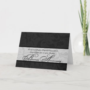 Elegante Black Damask Business Jubiläum Karte