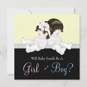 Elegante Black Damask Gender Reveal Dusche Einladung