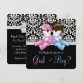 Elegante Black Damask Gender Reveal Dusche Einladung (Vorne/Hinten)