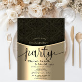 Elegante Black Damask Gold Engagement Party Einladung