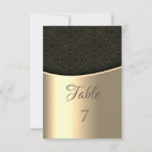 Elegante Black Damask Gold Tischkarte Einladung (Vorderseite)