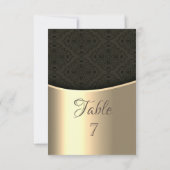 Elegante Black Damask Gold Tischkarte Einladung (Rückseite)