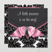 Elegante Black Damask Princess Baby Dusche Einladung (Vorne/Hinten)