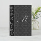 Elegante Black Damask Wedding Einladung (Stehend Vorderseite)