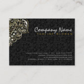 Elegante Black Damaskas Gold Silver Vintage Spitze Visitenkarte (Rückseite)
