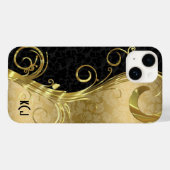 Elegante Black Damaskas Gold Wirbel Case-Mate iPhone Hülle (Rückseite (Horizontal))