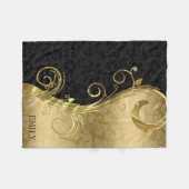 Elegante Black Damaskas Gold Wirbel Fleecedecke (Vorderseite (Horizontal))