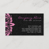 Elegante Black Damaskus Pink Floral Wirbel Visitenkarte (Rückseite)