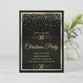 Elegante Black Diamonds Rahmen Weihnachten Einladung (Stehend Vorderseite)