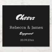 Elegante Black Engagement Party-Favoriten Schaumweinetikett (Einzelnes Label)