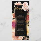 Elegante Black Fall Floral Menükarte (Vorderseite)