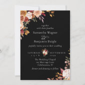 Elegante Black Fall Floral Wedding Einladung (Vorderseite)