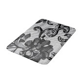 Elegante Black Floral Lace Bath Mat Badematte (Schrägansicht)