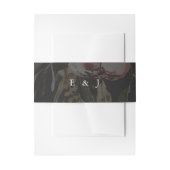 Elegante Black Floral Monogram Wedding Einladungsbanderole (Vorderseite Beispiel)