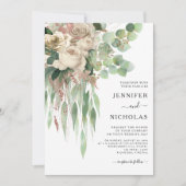 Elegante Black Floral Peonies Wedding Einladung (Vorderseite)