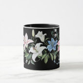 Elegante Black Floral Personalized Mug Tasse (Zentrum)