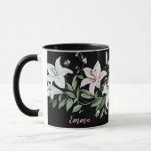 Elegante Black Floral Personalized Mug Tasse (Links)