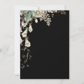 Elegante Black Floral Script Hochzeit Save The Date (Rückseite)