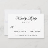 Elegante Black Floral Wappen Monogram Wedding RSVP Karte (Vorderseite)