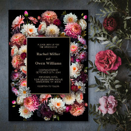 Elegante Black Floral Wedding Einladung