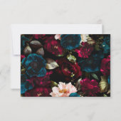 Elegante Black Floral Wedding RSVP Response Card (Rückseite)