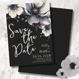 Elegante Black Floral Wedding Save The Date