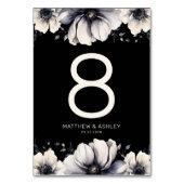 Elegante Black Floral Wedding Tischnummer (Vorderseite)