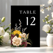 Elegante Black Floral Wedding Tischnummer