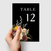 Elegante Black Floral Wedding Tischnummer