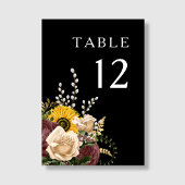 Elegante Black Floral Wedding Tischnummer