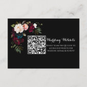 Elegante Black Floral Wedding Website QR Code Begleitkarte (Vorderseite)