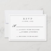 Elegante Black Formal Wedding RSVP Card Karte (Vorderseite)