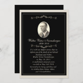 Elegante Black Foto Death Announcement Card Ankündigung (Vorne/Hinten)