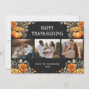 Elegante Black Foto Happy Thanksgiving Card Feiertagskarte
