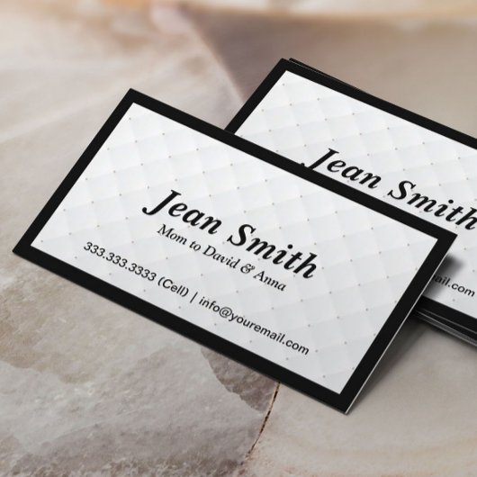 Elegante Black Frame Diamond Quilt Mommy Card Telefonnummerkarte