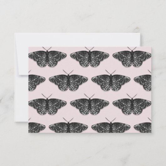 Elegante Black Glitzer Butterfly Danke Karte (Rückseite)