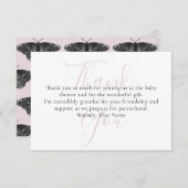 Elegante Black Glitzer Butterfly Danke Karte (Vorne/Hinten)