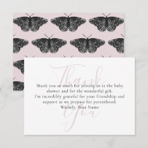 Elegante Black Glitzer Butterfly Danke Karte
