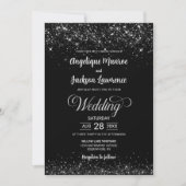 Elegante Black Glitzer Wedding Einladung (Vorderseite)