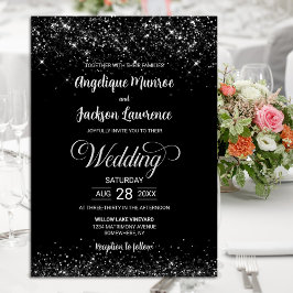 Elegante Black Glitzer Wedding Einladung