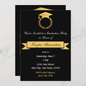 Elegante Black & Gold 2025 Abschluss Einladung (Vorne/Hinten)