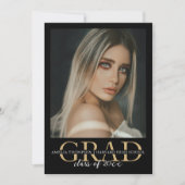 Elegante Black Gold 4 Foto Graduation Party Einladung (Vorderseite)