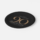 Elegante Black Gold 90. Geburtstagsparty Pappteller (Schrägansicht)