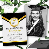 Elegante Black Gold Abschluss Einladung