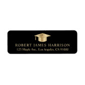 Elegante Black Gold Abschluss Rücksendeadresse (Vorne)